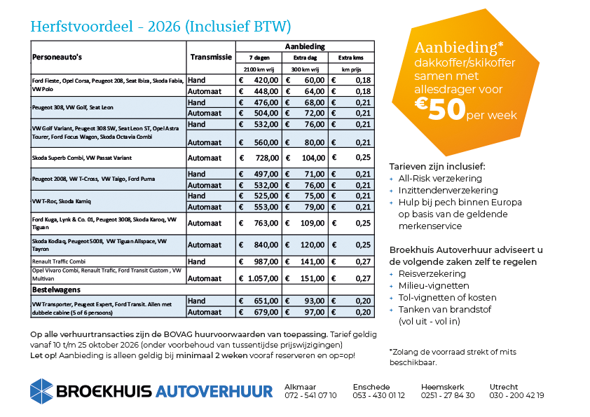 Herfstvoordeel Autohuren Broekhuis 2026